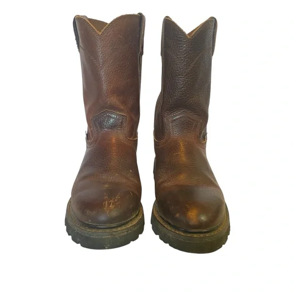 Justin Brown Leather Cowboy Boots mens size 7.5 - Picture 3 of 11